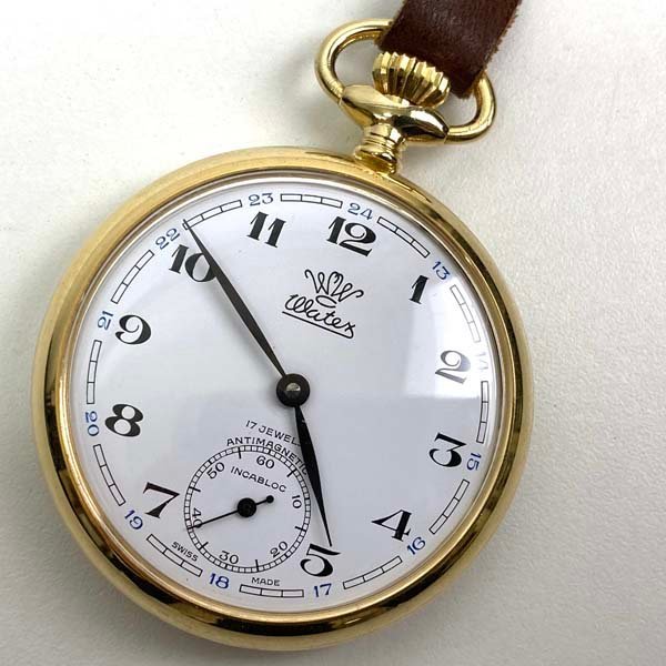 e）ワテックス Watex 17JEWELS 手巻き 懐中時計 中古 ※稼働品 クロス 