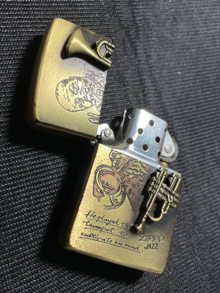 1993年 Zippo JAZZ ジャズ トランペット メタル貼り ジッポー 1993年 Zippo JAZZ ジャズ トランペット メタル貼り ジッポー