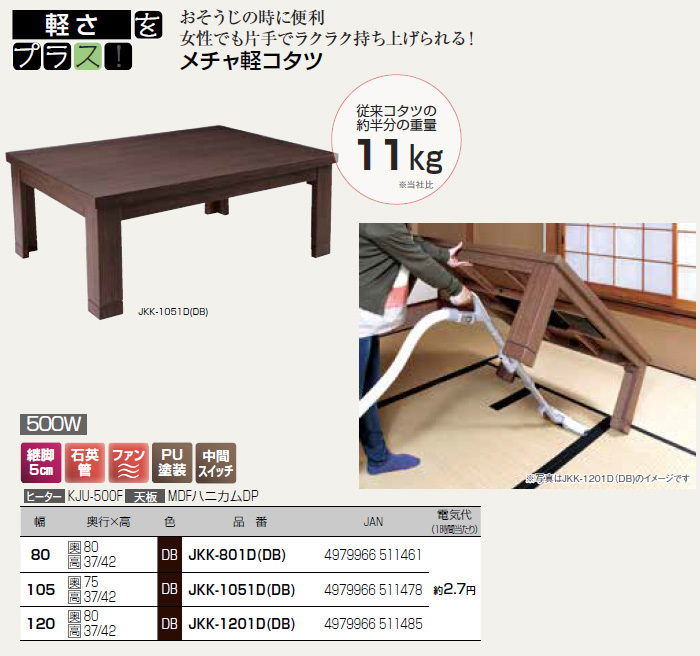 送料無料，格安 /保証付き 105&times;75cm 長方形 こたつ JK.K-1.051D DB 管理番号No-5(長方形（長辺～120cm）)｜売買されたオークション情報、yahooの商品情報をアーカイブ公開 - オークファン 長方形（長辺～120cm）