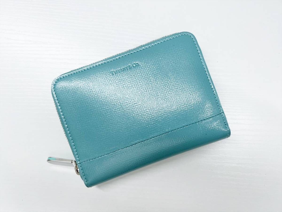 ほぼ未使用 美品 TIFFANY&Co ティファニー エナメル ジップ 二つ折り 