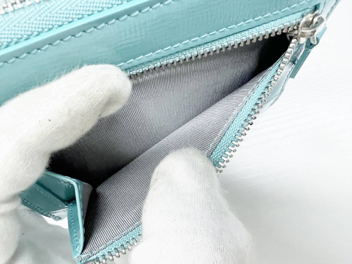 ほぼ未使用 美品 TIFFANY&Co ティファニー エナメル ジップ 二つ折り 