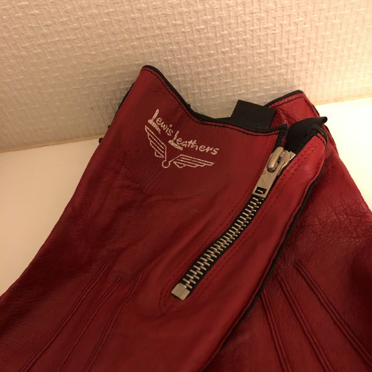 ルイスレザー グローブ 手袋 本革 L サイズ 赤 黒 ベスパ ランブレッタ 