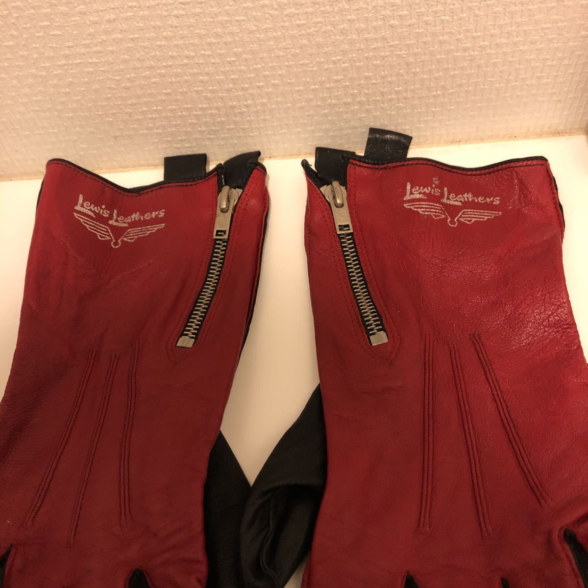 ルイスレザー グローブ 手袋 本革 L サイズ 赤 黒 ベスパ ランブレッタ 