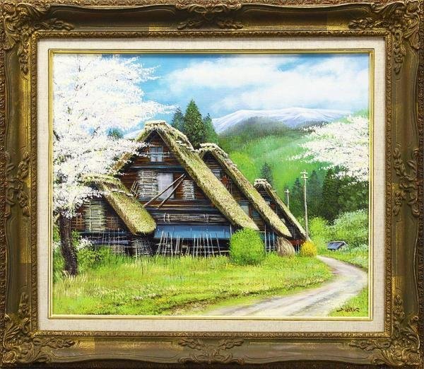 真作 「イタリアの風」P6号 油彩画 G・デスティーノ イタリア 模写