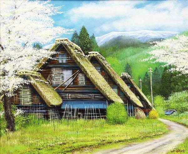真作 「イタリアの風」P6号 油彩画 G・デスティーノ イタリア 模写
