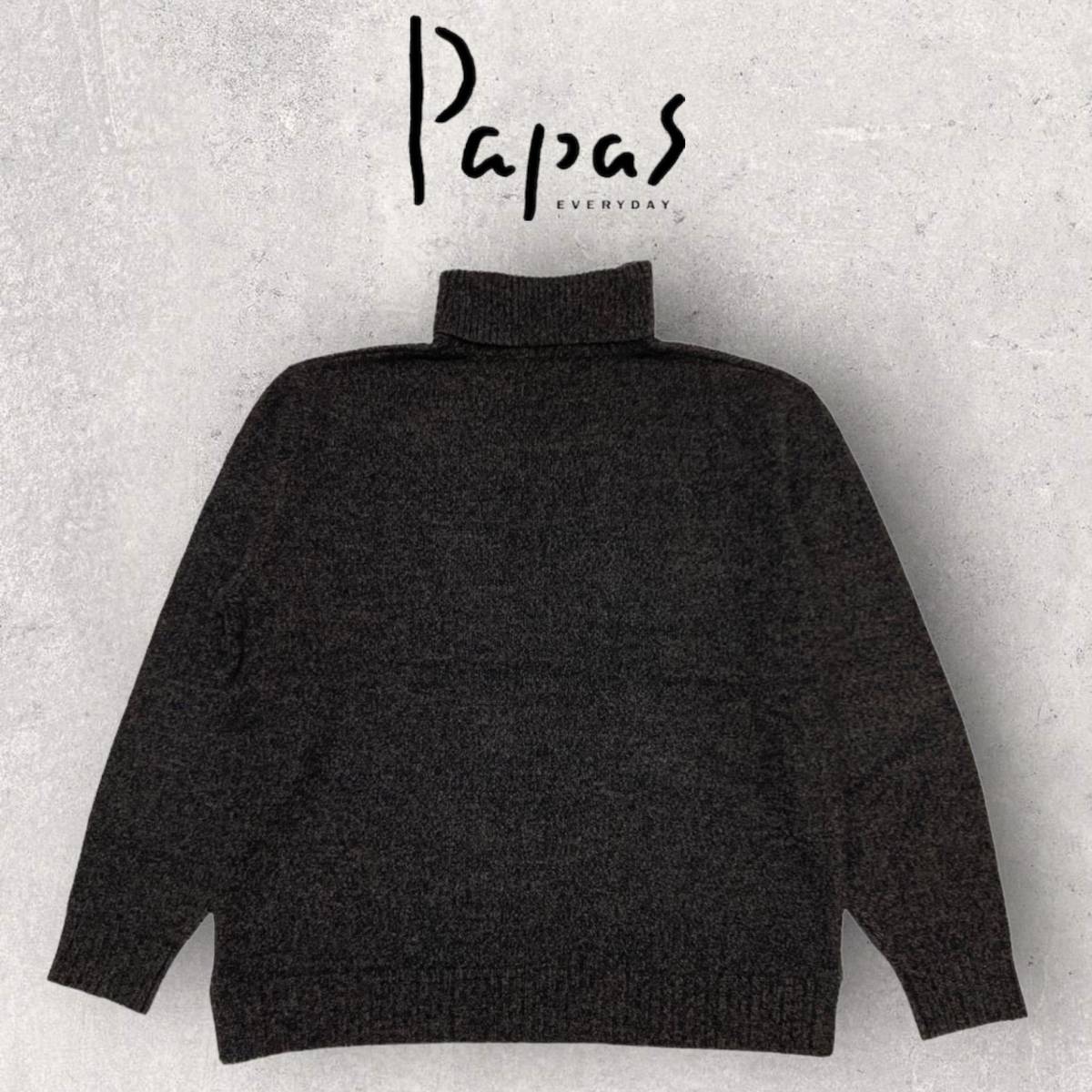 1スタ☆HA529さ☆ Papas 極上 アンゴラ混 ハイネック タートルネック ニットトップス セーター 長袖 秋冬 Mサイズ