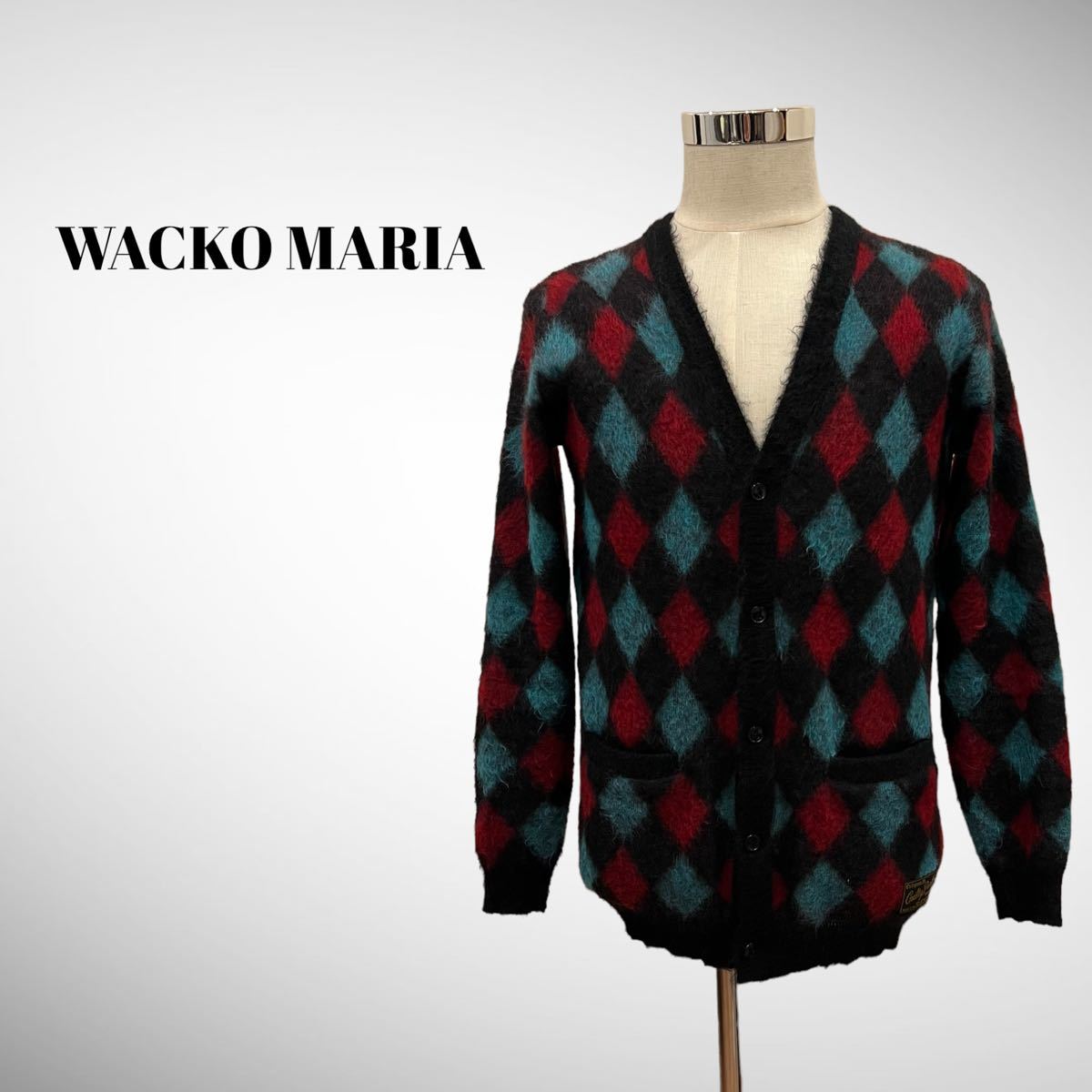 人気 定番 WACKO MARIA ワコマリア アーガイル柄 スーパーキッドモヘアカーディガン