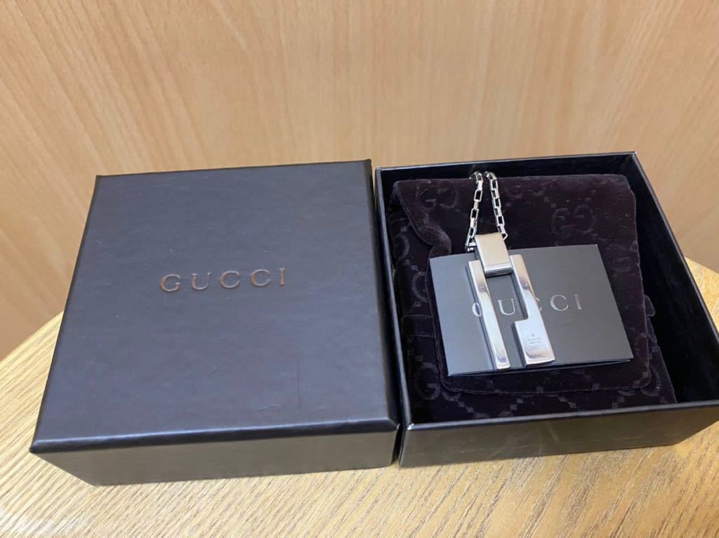 GUCCI グッチ Gロゴ ネックレス シルバー925 男女兼用 箱 保存袋付