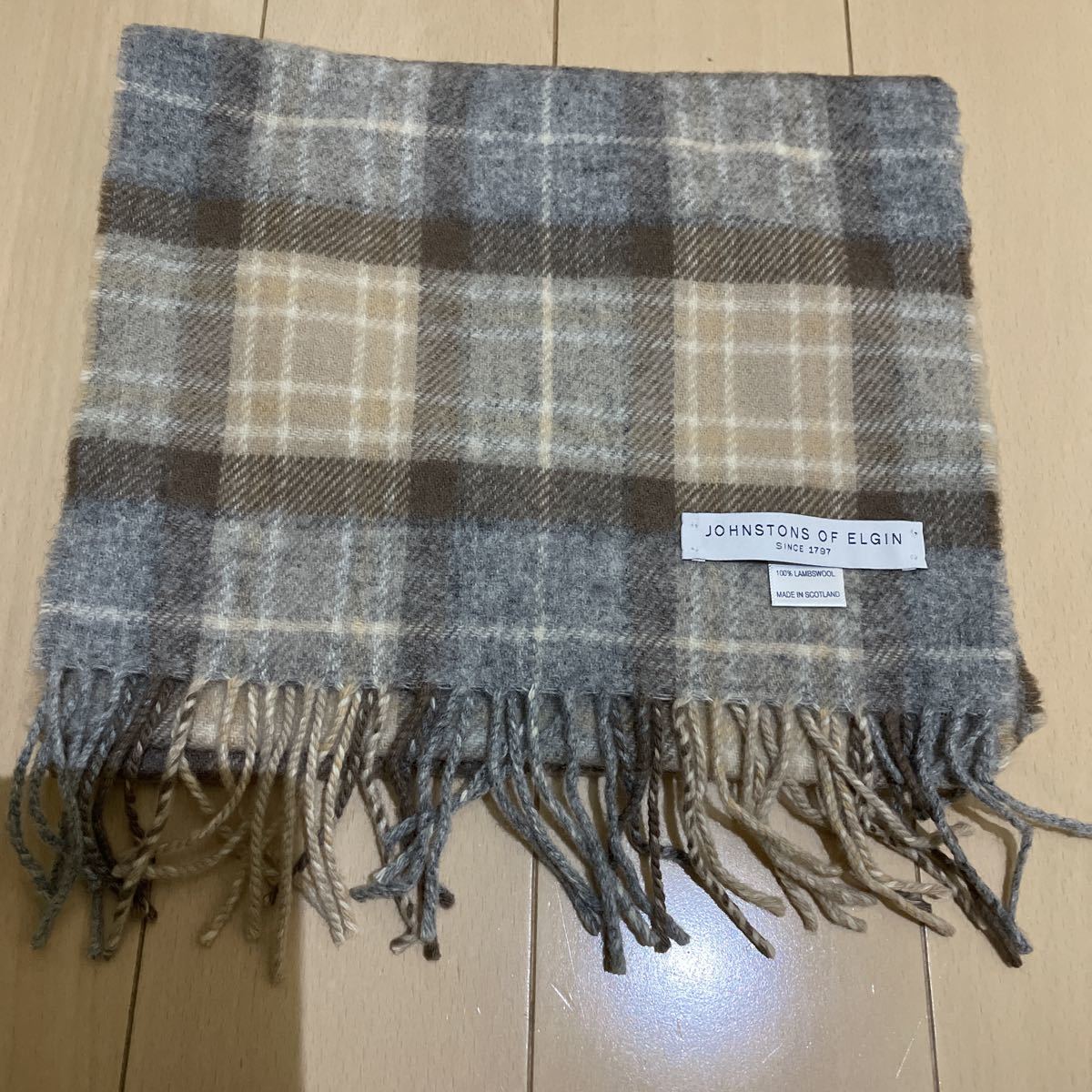 送料無料 新品未使用 ジョンストンズ Johnstons ウール　チェックストール マフラー 