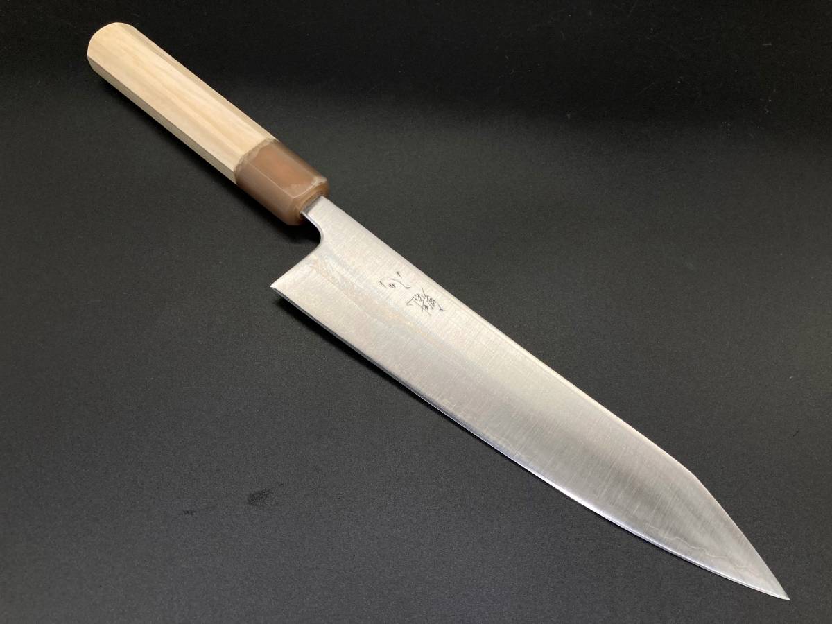 アウトレット 日本製 青紙スーパー鋼割り込み 切付牛刀 210mm 白水牛八角柄