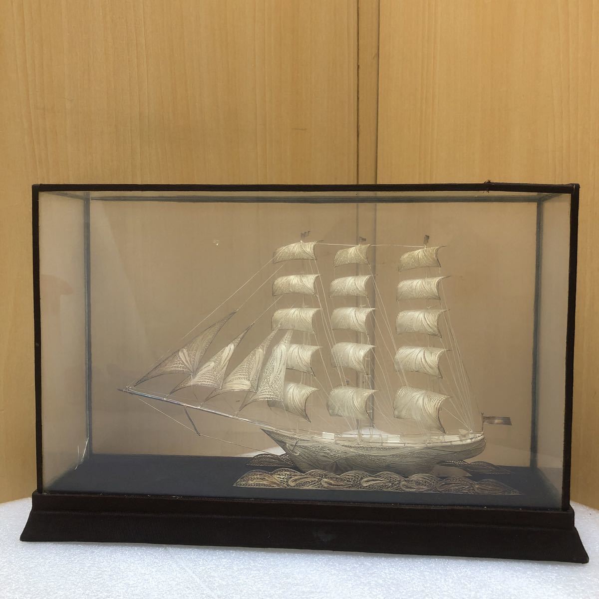 銀製品 銀細工 帆船 ヨット ラ*ム様 銀製品 ヨット 航海船 帆船 ガラス