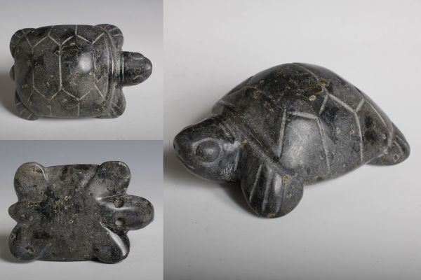 7803 朝鮮美術 李朝 高麗亀刻石 131g 根付 提物 検:高麗 李朝 寿山石 古玩 唐物