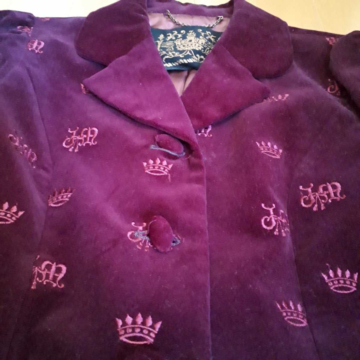 ジェーンマープル別珍ベロアロゴ刺繍ジャケットアウターボルドーJane