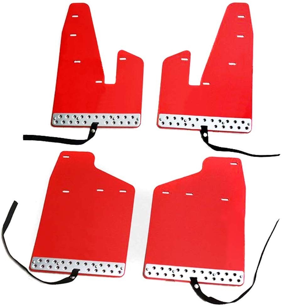 三菱 デリカ Ｄ5 EVA樹脂製 マッド フラップ 泥除け レッド マッドガード