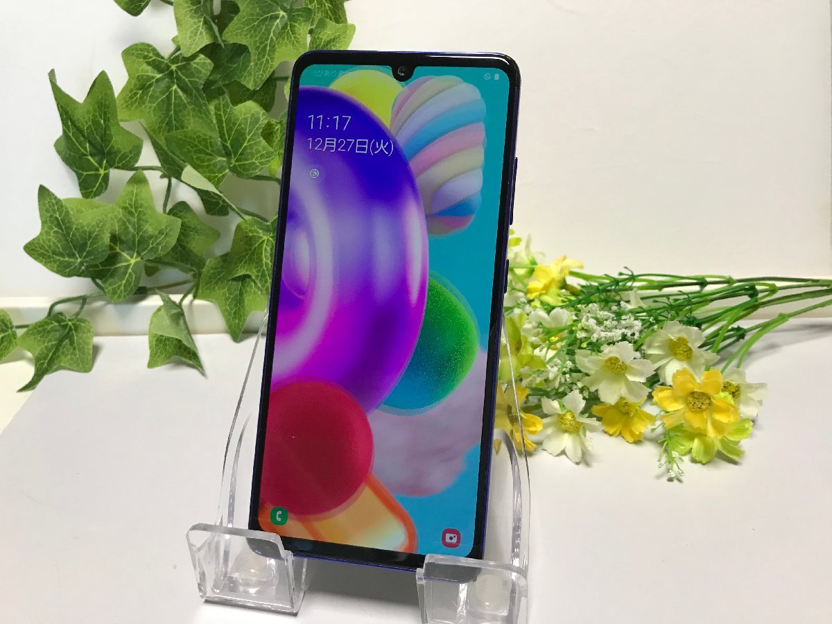 au SAMSUNG Galaxy A41 SCV48 ブルー☆ SIMロック解除済 ※液晶下付近 線