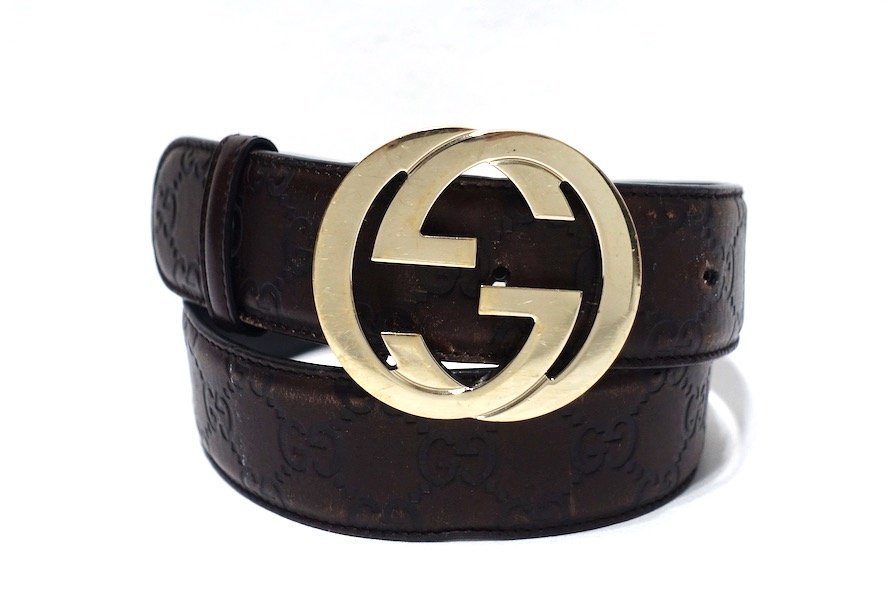 ベルト インターロッキングG GUCCI グッチシマ グッチ GG 良品 黒