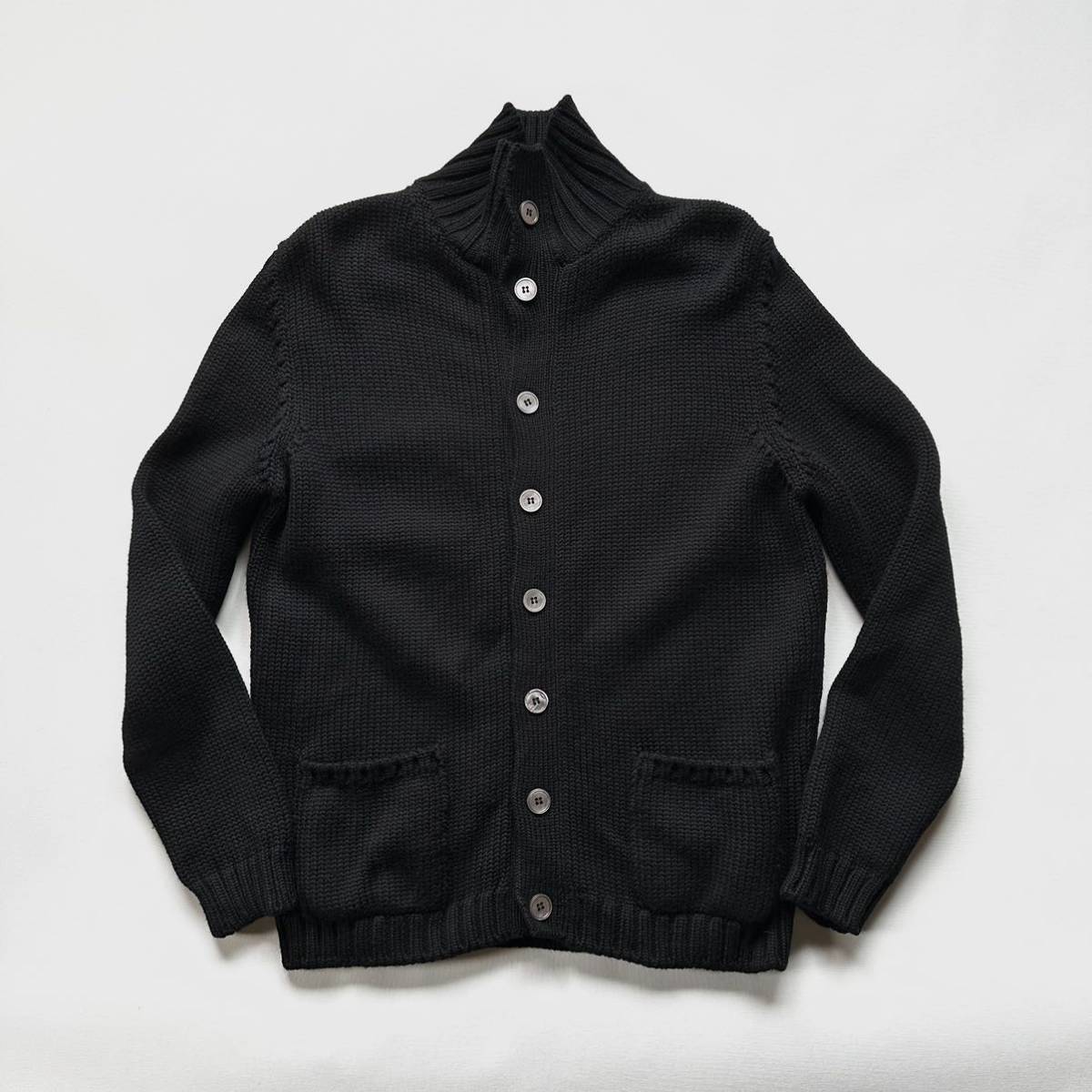 ZANONE ザノーネ ミドルゲージ スタンドカラー ニット カーディガン 48 ブラック 黒 ブルゾン セーター 5ゲージ 5G イタリア製 国内正規品