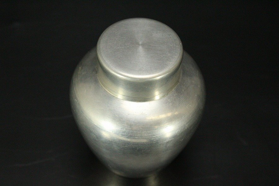 銀閣】煎茶 錫 茶壷 茶入 高9cm 旧家蔵出(RC687)