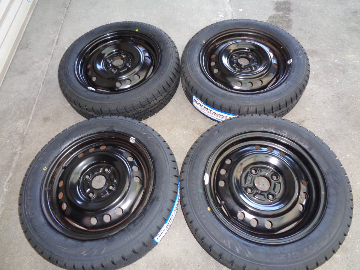 送料込み　ガリット　ＧＩＺ　新品取り付け　ダイハツ鉄ホイル　ココア　ムーブ　タント他　１５５／６５－１４　４本セット