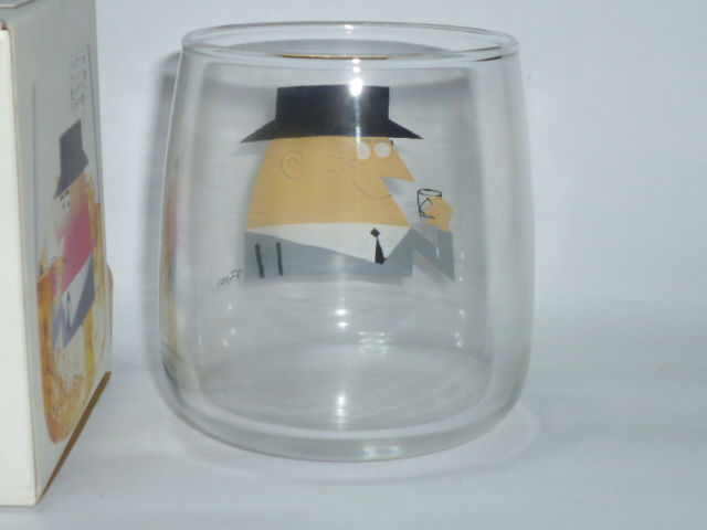 即決 非売品 新品 昭和 トリス スクエア バラ色グラス 箱開封品