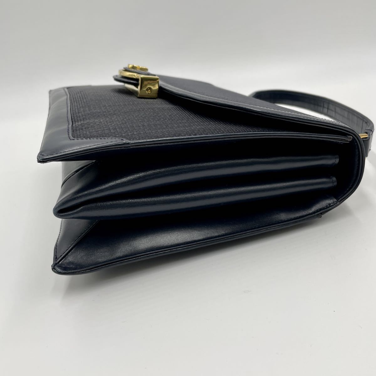 ●超希少●コンテス COMTESSE 西ドイツ製 ホースヘアー ハンドバッグ ワンショルダーバッグ ネイビー ゴールド金具 高級 フォーマル