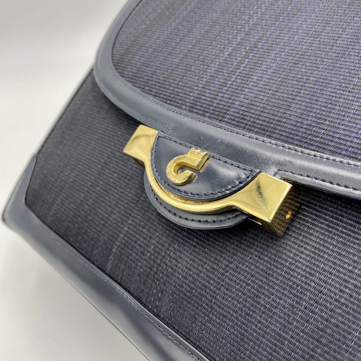 ●超希少●コンテス COMTESSE 西ドイツ製 ホースヘアー ハンドバッグ ワンショルダーバッグ ネイビー ゴールド金具 高級 フォーマル