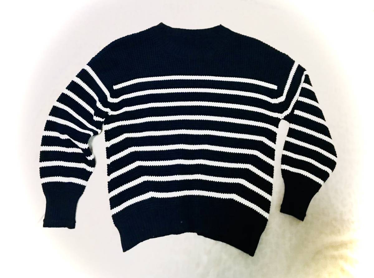 優しげ◎ フランス VINTAGE UNION MADE ビクーナ 畦編 marine セーター 