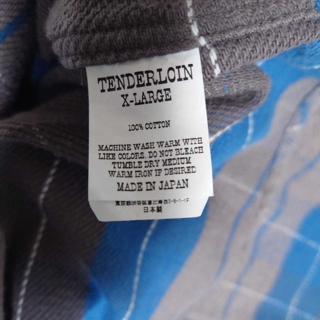 美品 TENDERLOIN stand flannel check sht blue size XL ネルシャツ 