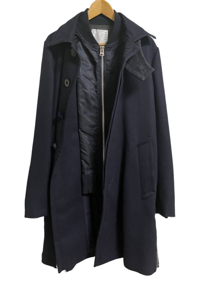 sacai サカイ MA-1 ドッキング ウール レイヤード シングルコート 