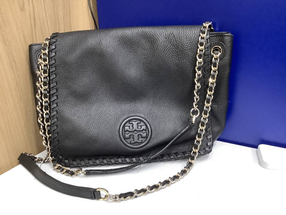 u4855 TORY BURCH トリーバーチ レザー チェーントートバッグ 黒
