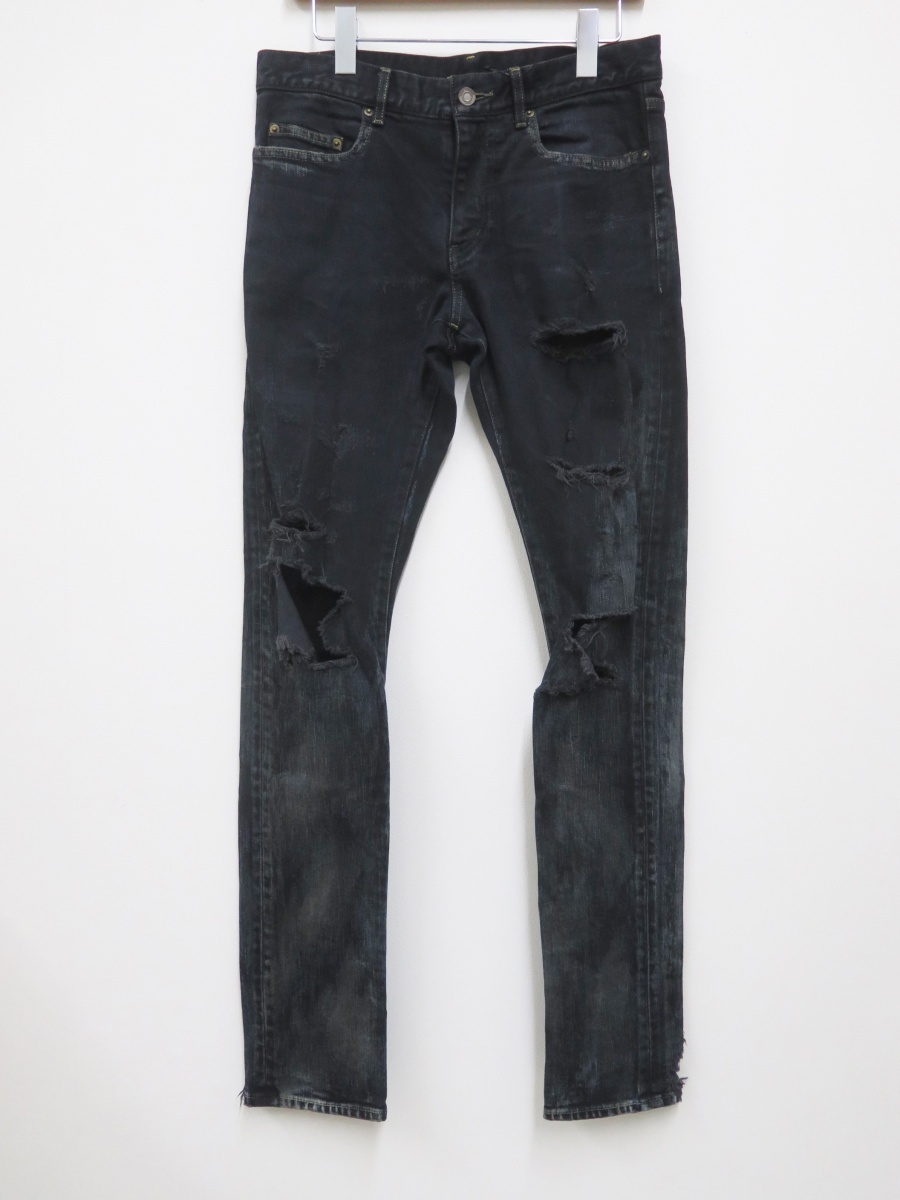 Saint Laurent サンローラン 357814 Y879F 14AW デストロイ クラッシュスキニーデニムパンツ