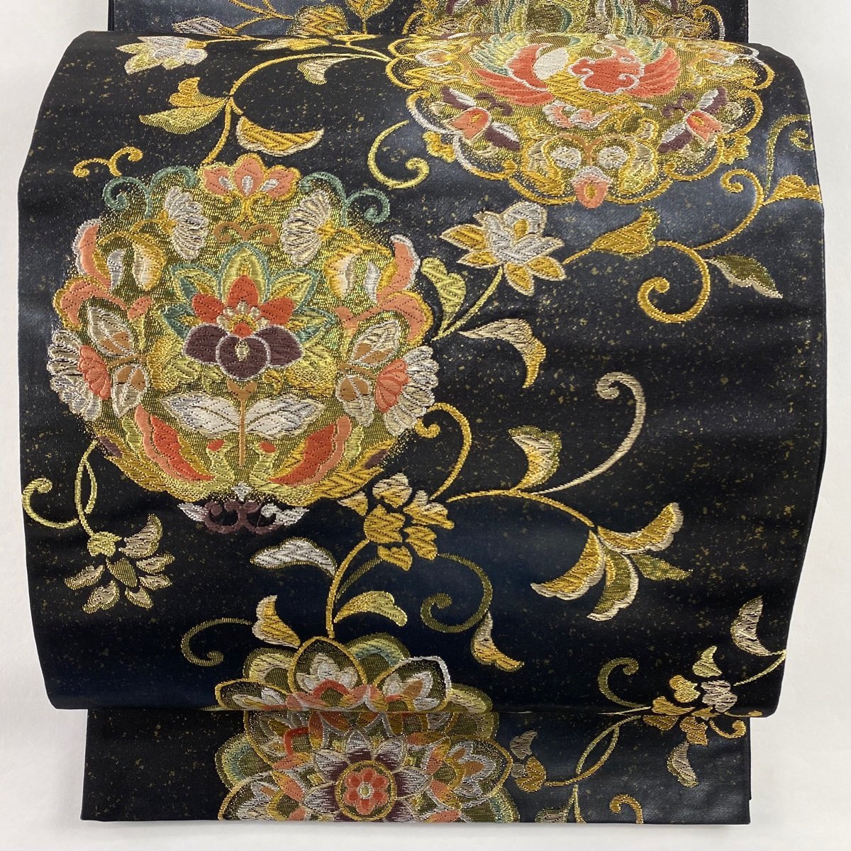 袋帯 美品 秀品 華文 鳳凰 金銀糸 唐織 墨色 六通 正絹 【中古