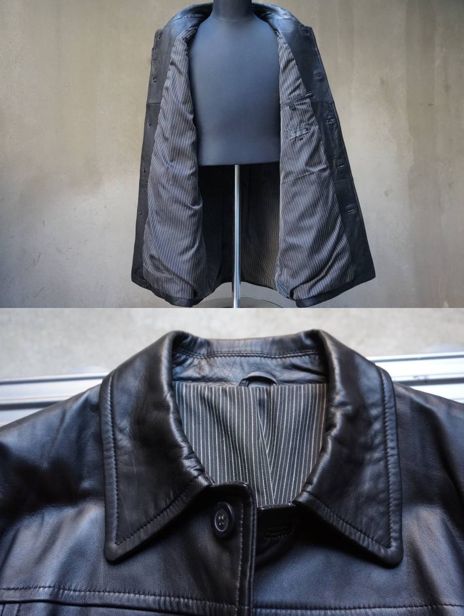 美品 グリーンゲイト GREENGATES 黒羊革 ブラック ラムスキン レザー  