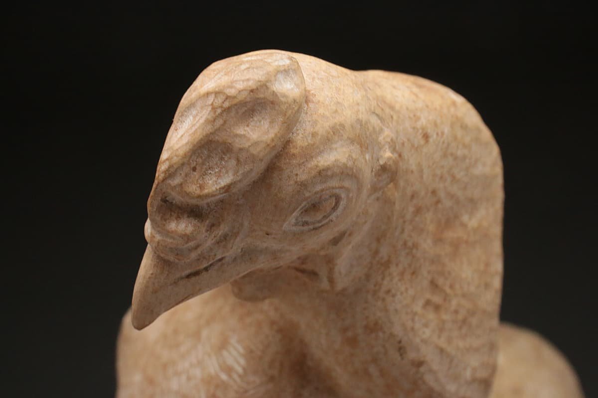 EH598 彫刻家 中野桂樹 作 木彫 歓喜 高33.5cm 重1.2kg 共箱附 木彫鶏