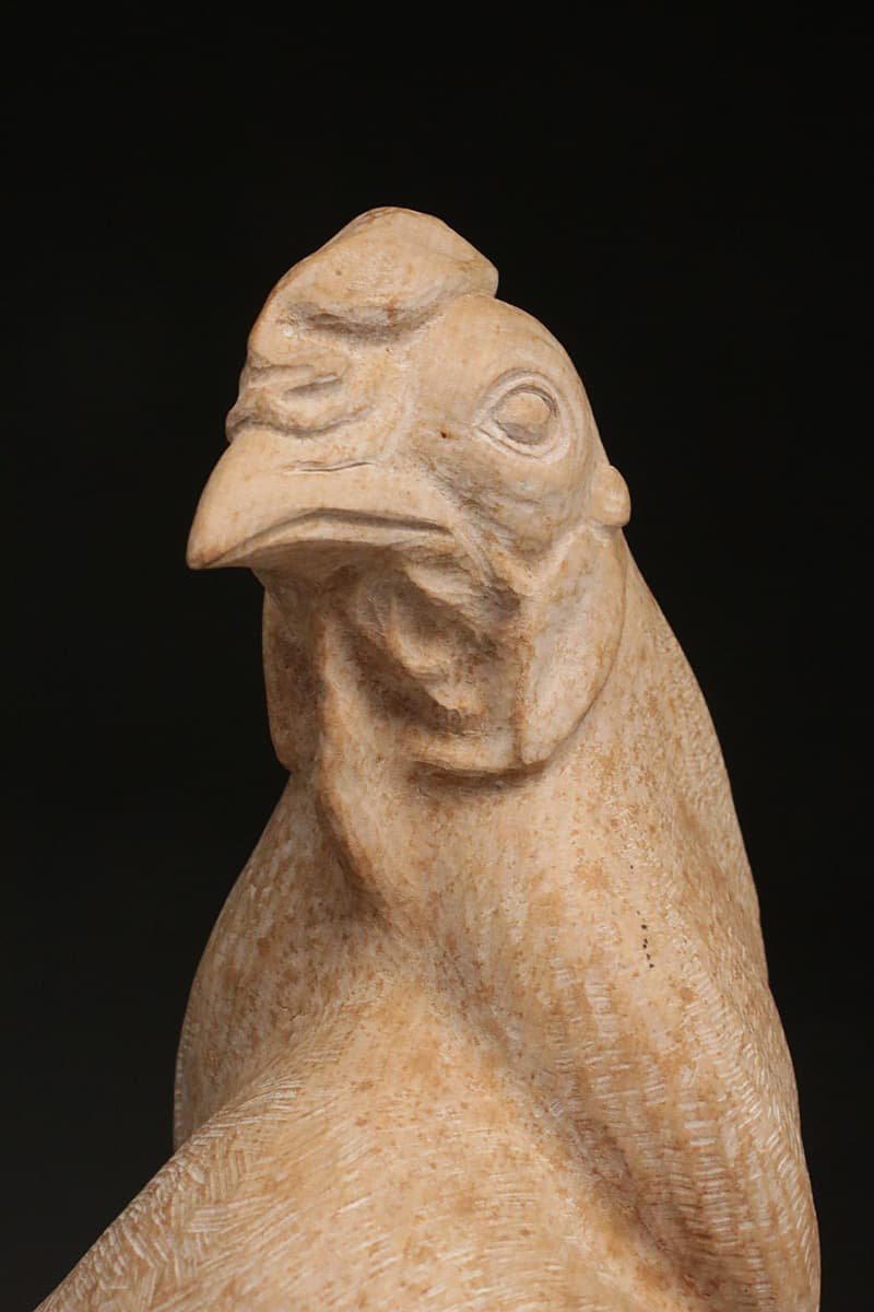 EH598 【彫刻家 中野桂樹 作】木彫「歓喜」高33.5cm 重1.2kg 共箱附