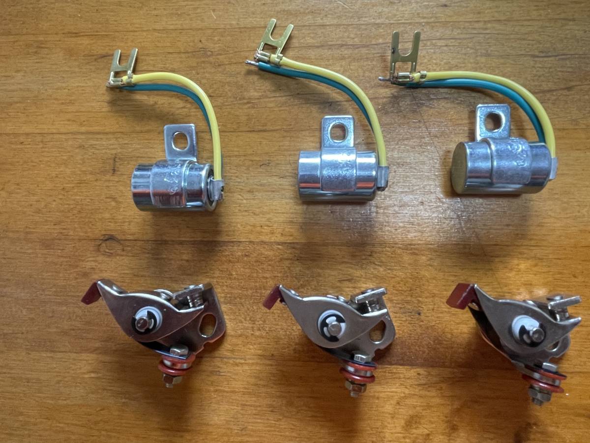 カワサキミドルマッハKH250，250SS，350SS，400SSリプロ品ポイント&コンデンサ1台分各々3個新品未使用送料込み即決14000円