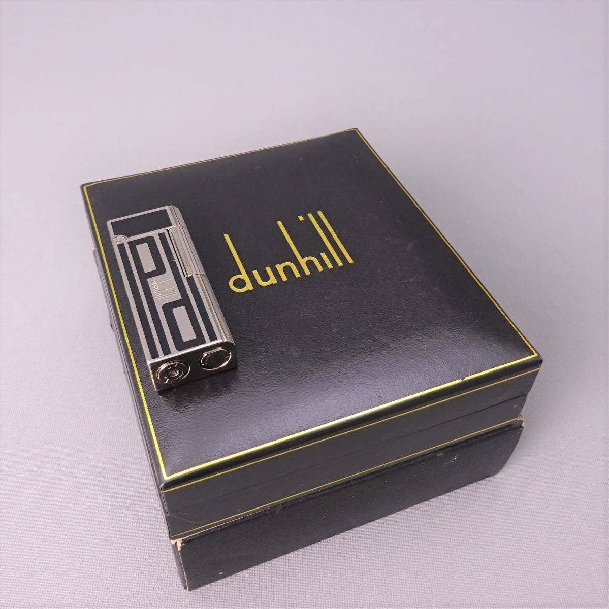 本物美品■ダンヒル■ライター/ブラックラッカー/シルバーフィニッシュ/649954