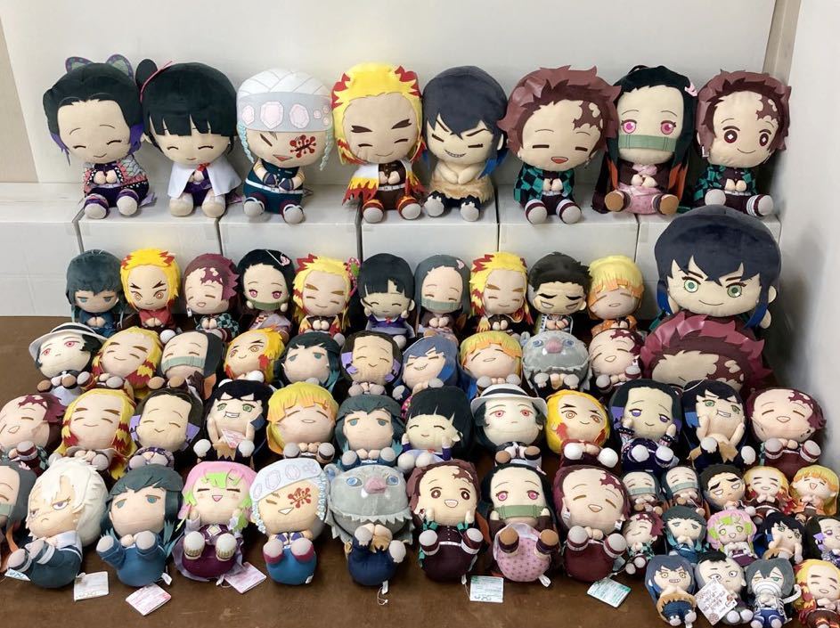 YK994) 鬼滅の刃 ぽふっと ぬいぐるみ 大量セット 約11kg まとめ売り 現状品 柱 めちゃでかぽふっと でっかいぽふっと バンダイ