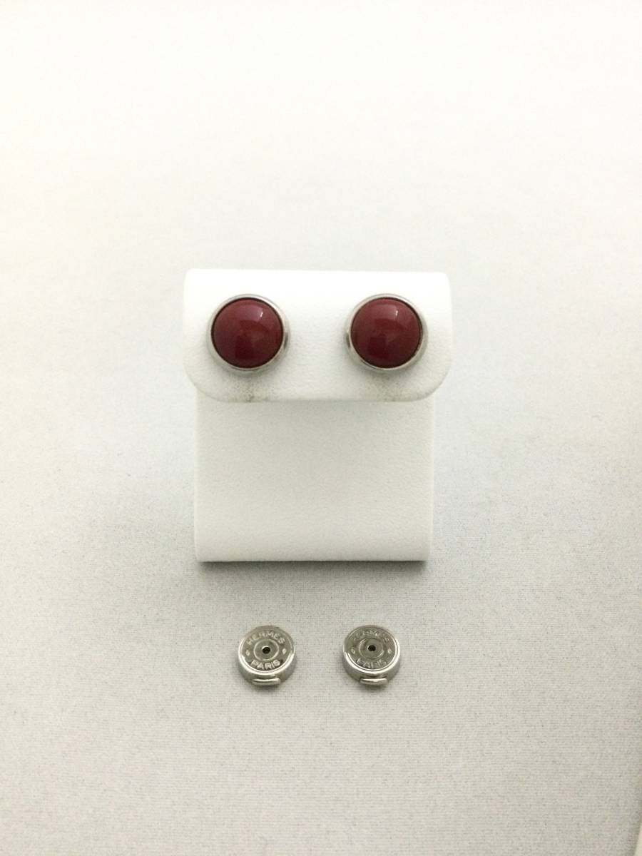 HERMES エルメス エクリプス ラウンド ピアス レッド アクセサリー