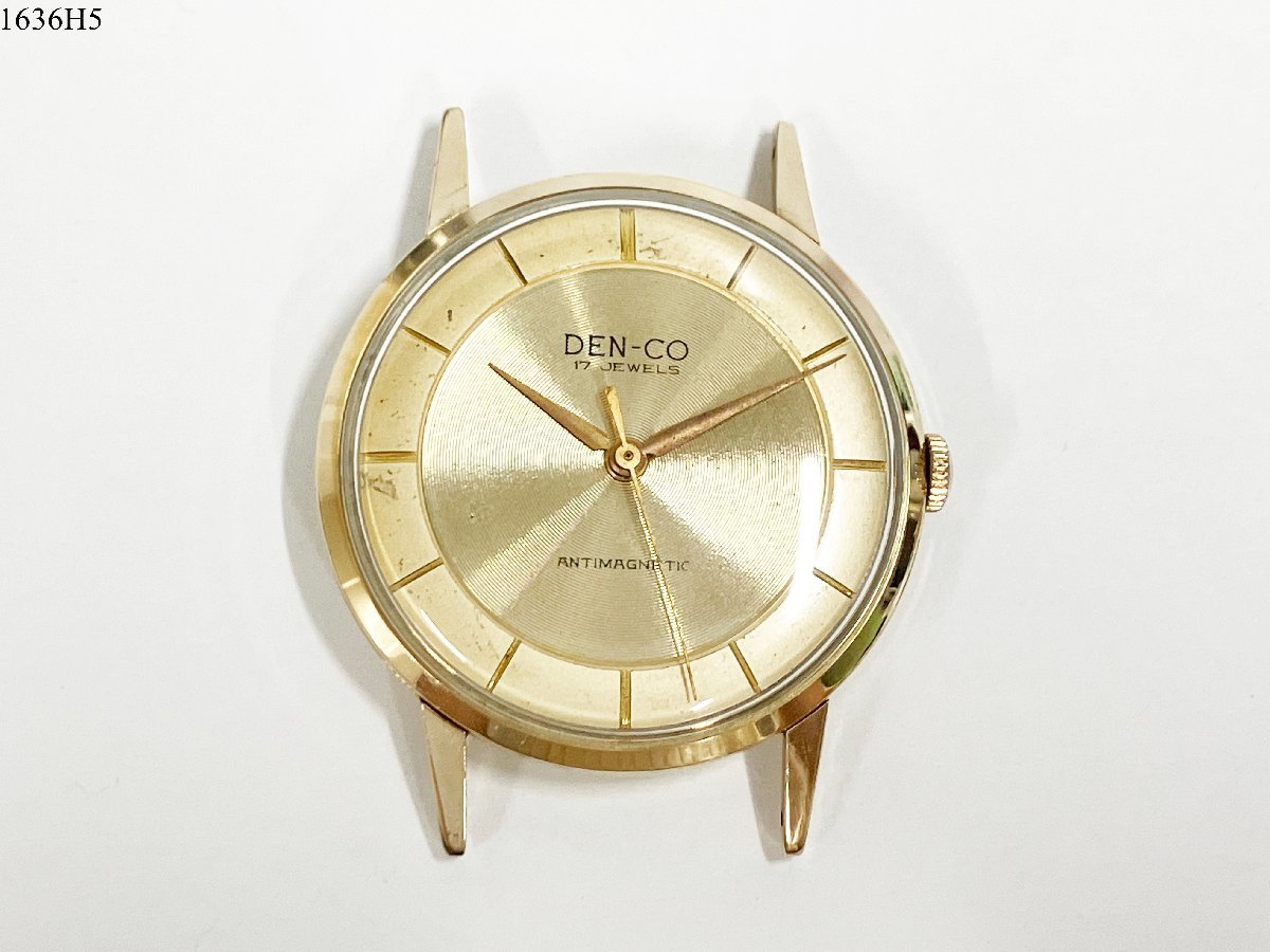 ★稼働品◎DEN-CO ANTIMAGNETIC 手巻き 17石 3針 FRONT 14K GOLD FILLED メンズ 腕時計 本体のみ 1636H5-14