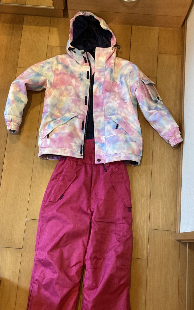 【送料無料】子供用スキーウエア（ポンタぺス PONTAPES、サイズ調整付き） グローブ付き 130cm