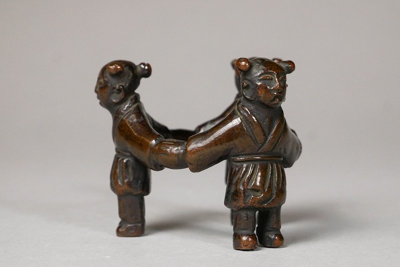 茶道具 古銅 三唐子 蓋置 骨董品 古美術 【公式通販】