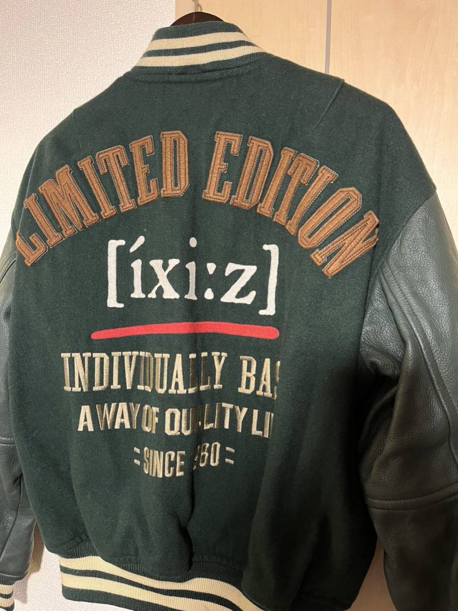 イクシーズ ixi:z スタジャン L グリーン 緑 袖レザー ウール / メンズ