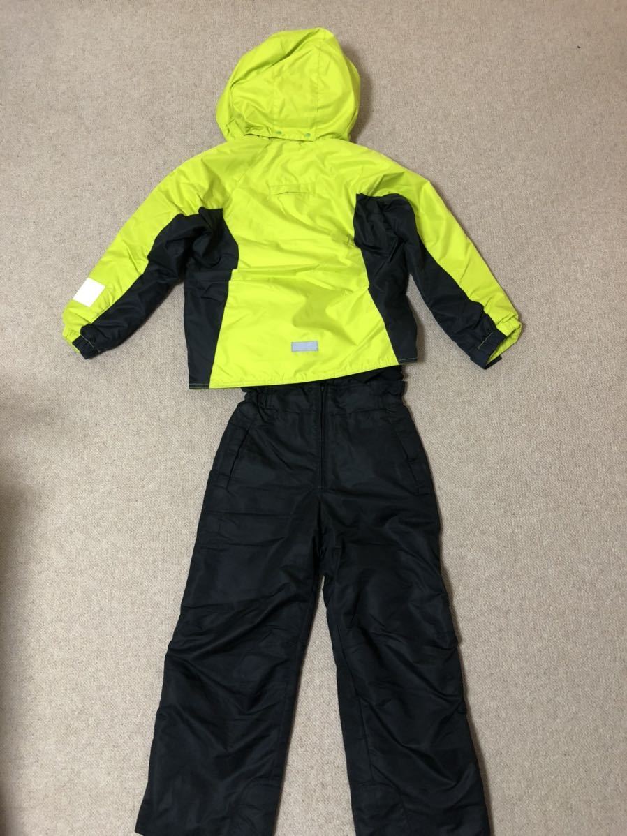 スキーウエア 上下セット　ネオンイエロー　黄色　黒色　キッズ　雪遊び　男の子女の子　上下セット　サイズ調整機能付き　120cm 130cm