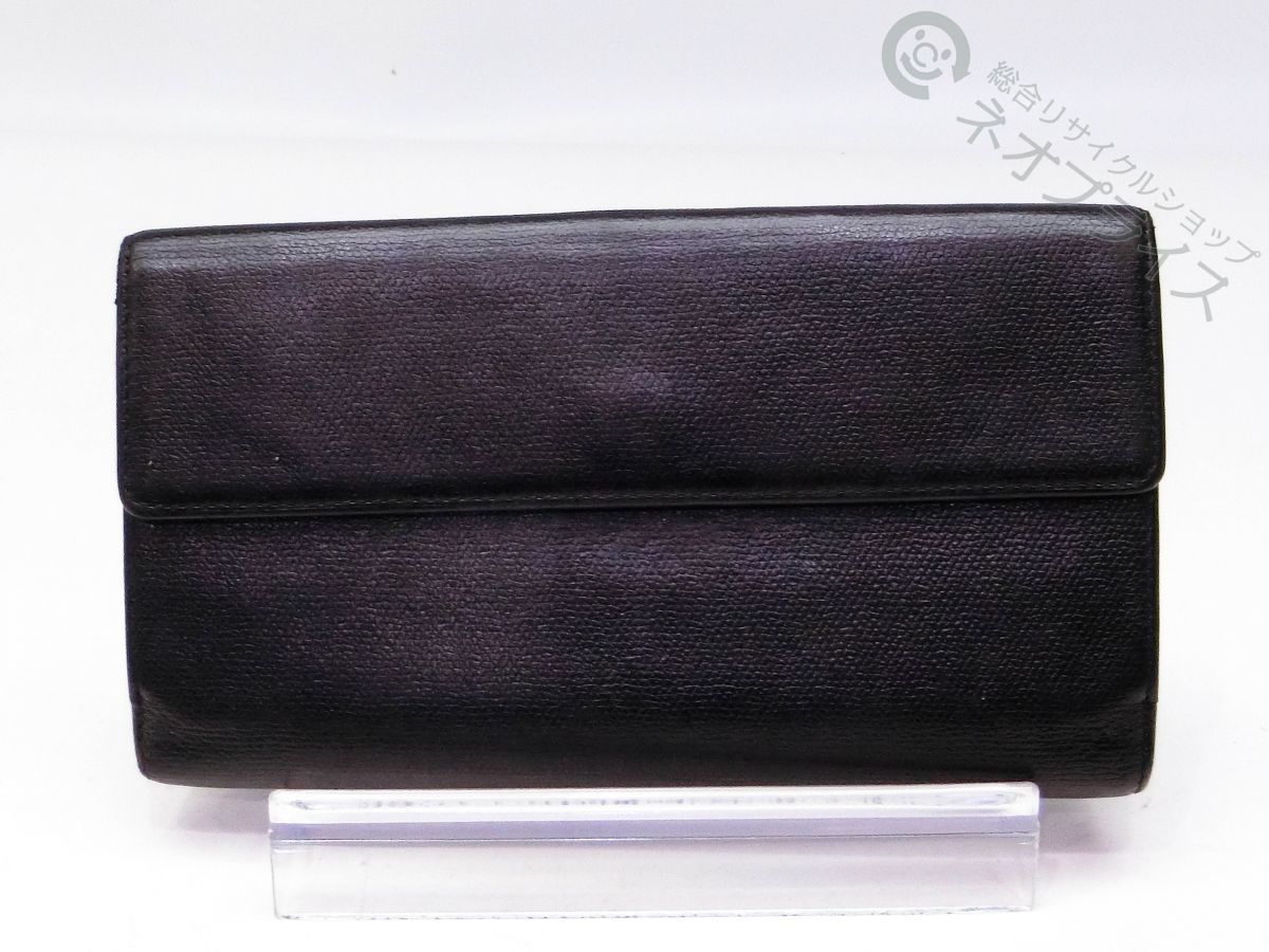 ◇A5243 CHANEL シャネル ココボタン カーフレザー Wホック 二つ折り 
