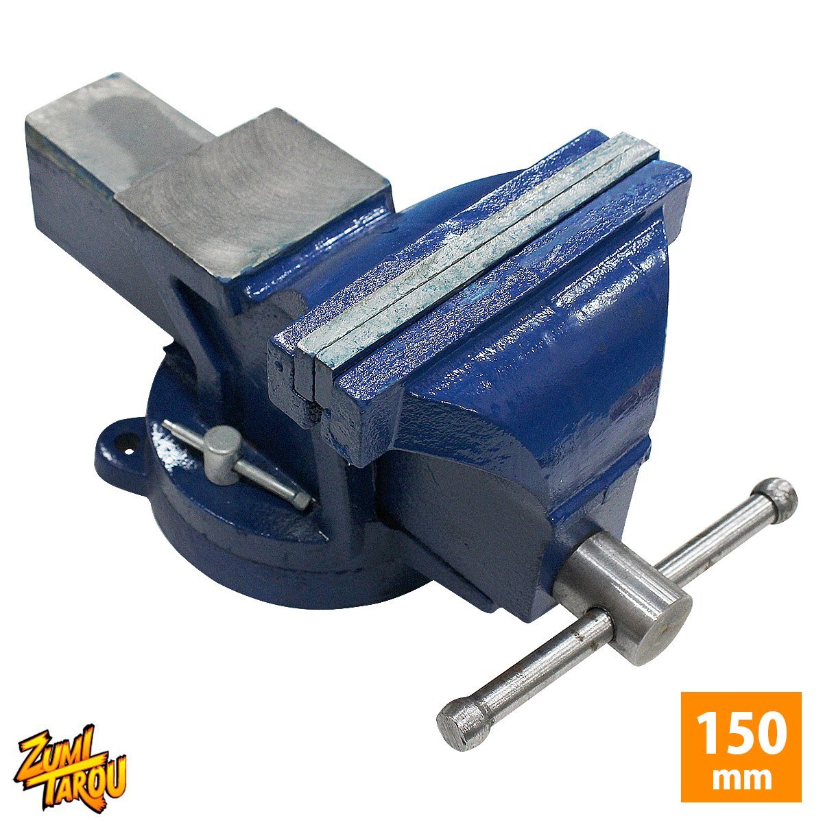 【訳アリ】回転式 リードバイス 150mm 三点止め 万力 作業台 固定 クランプ 定盤付 ベンチバイス 卓上型 回転万力 整備 工作 作業台