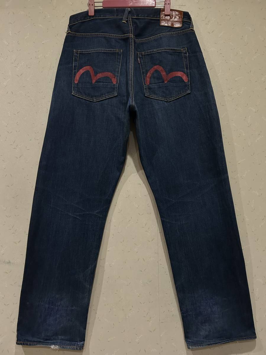 EVISU エヴィス LOT 2001 No3 レッドカモメペイント デニムパンツ 濃紺 