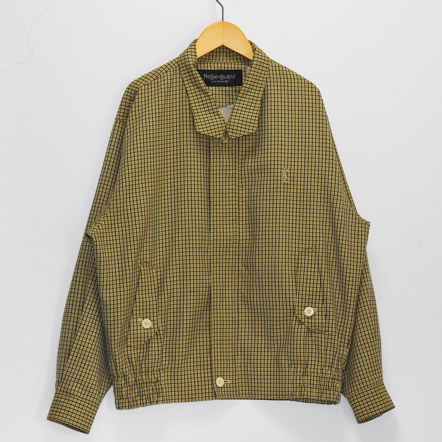 【ABランク】Yves Saint Laurent イヴ サンローラン スイングトップ メンズ ゴルフ ジャンパー 長袖 ジャケット チェック カーキ 中古