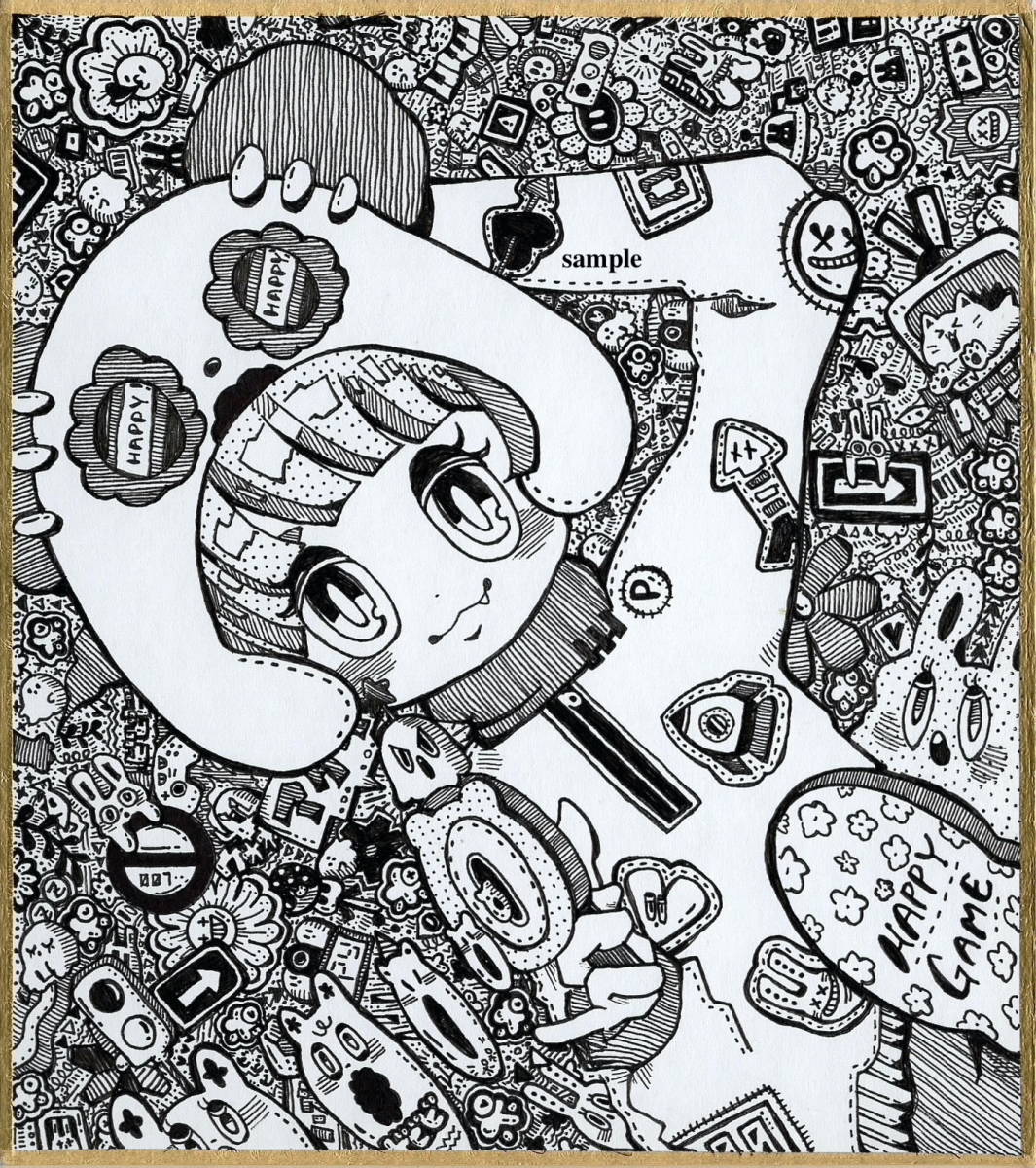 ☆手描きイラスト オリジナル【GAME】/小色紙☆ オリジナル 手描き