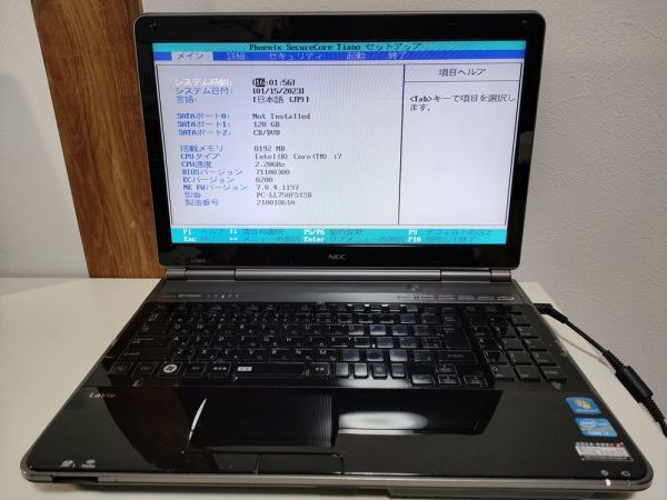ジャンクNEC LaVie LL750⁄F PC-LL750FS1SB i7仕様(CPU等欠品) BIOS